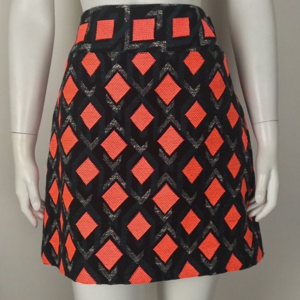 Milly Women’s Mini Skirt Geometric Print Sz 8 Cotton Blend